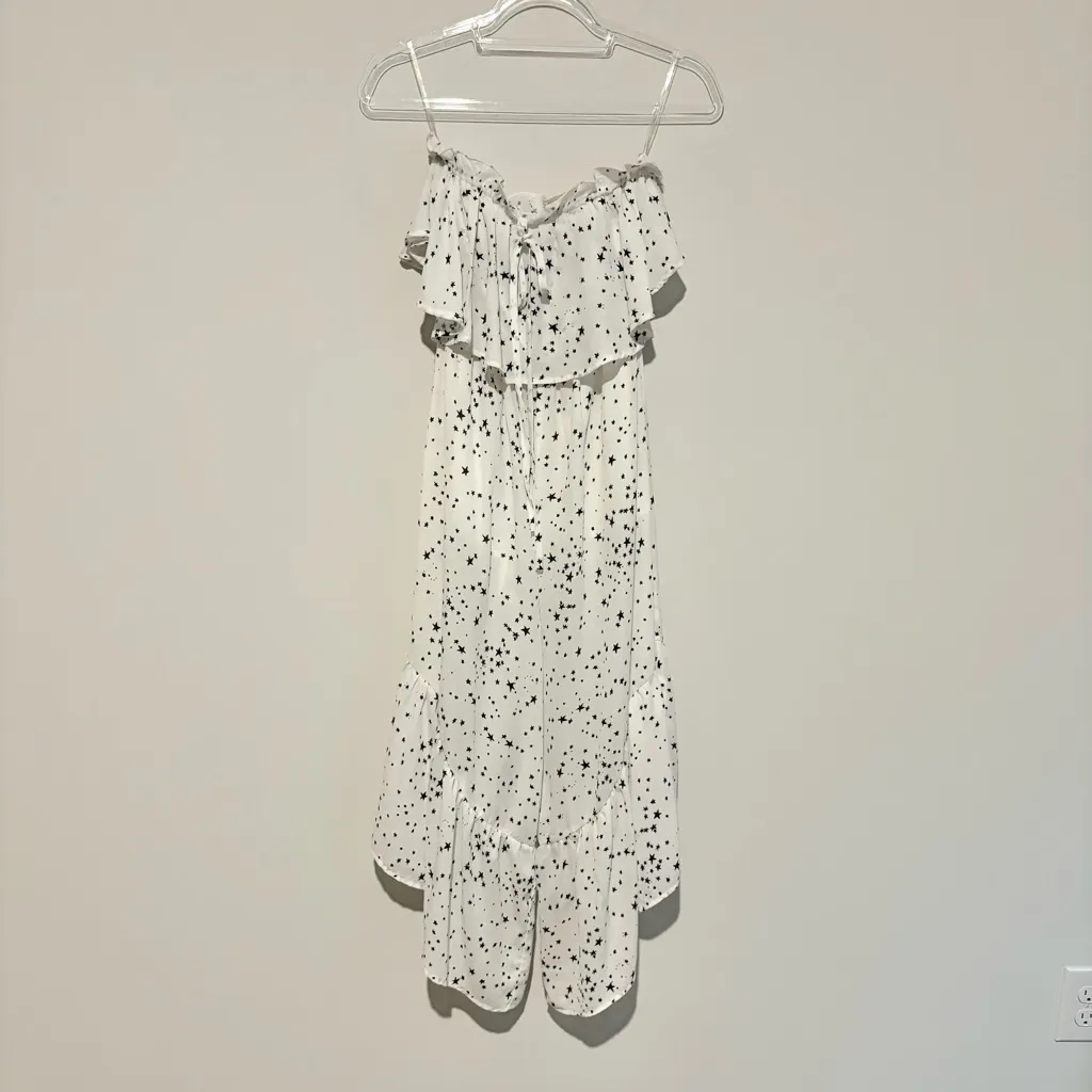 Hayden star printed ruffle jumpsuit‎ white Size small - Image 2