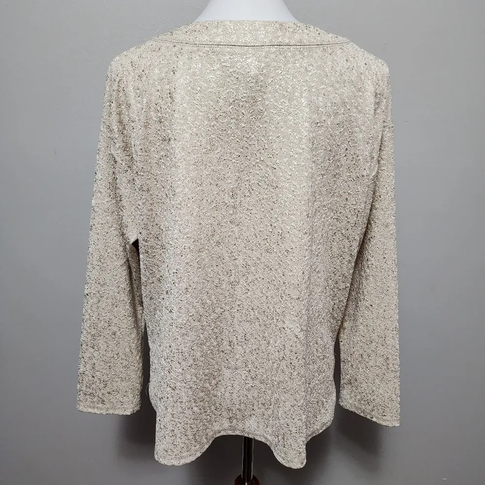 Ruby Rd cream metallic jacquard sweatshirt size xlp - Image 5