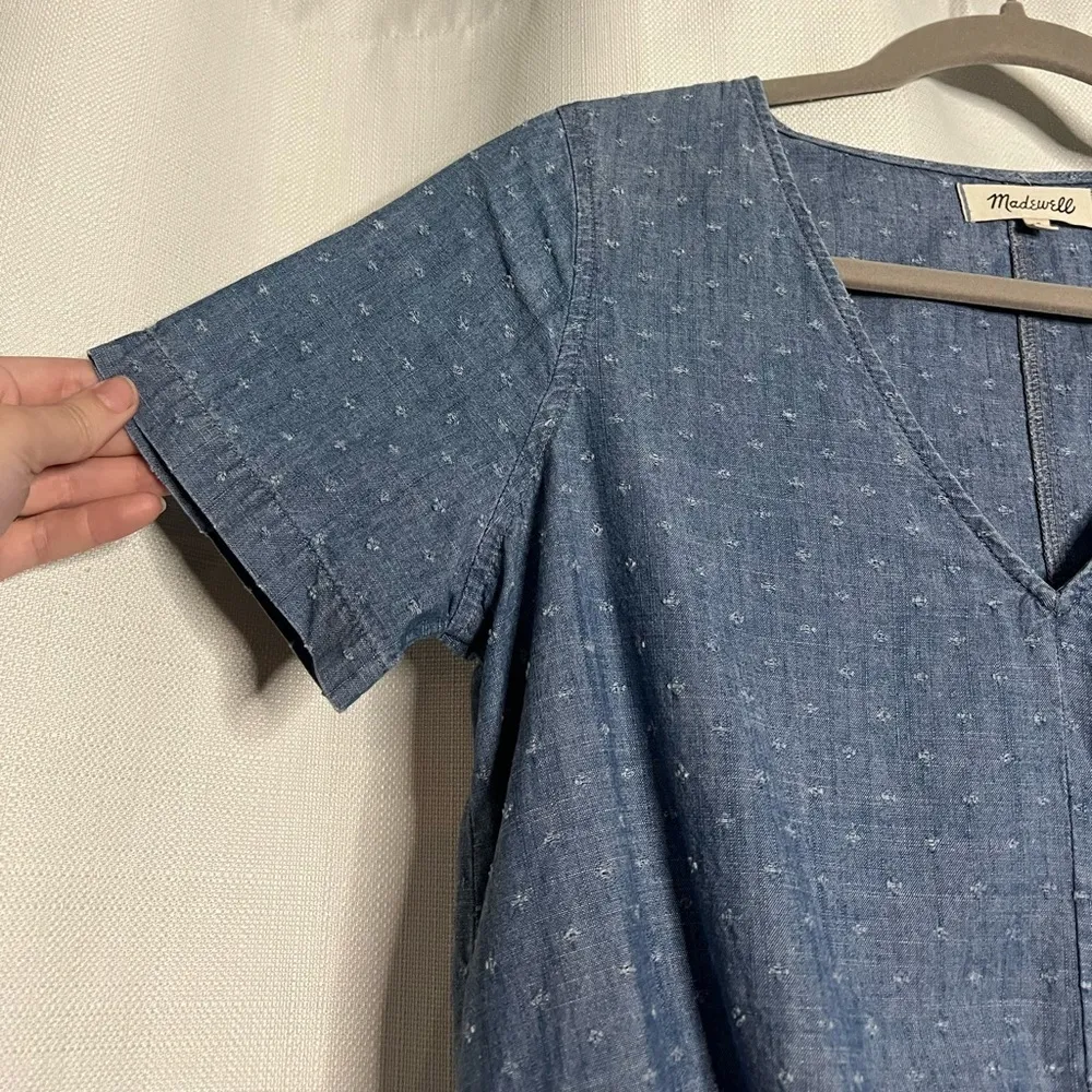 Madewell Chambray Eyelet V Neck Tie Top Small - Image 7