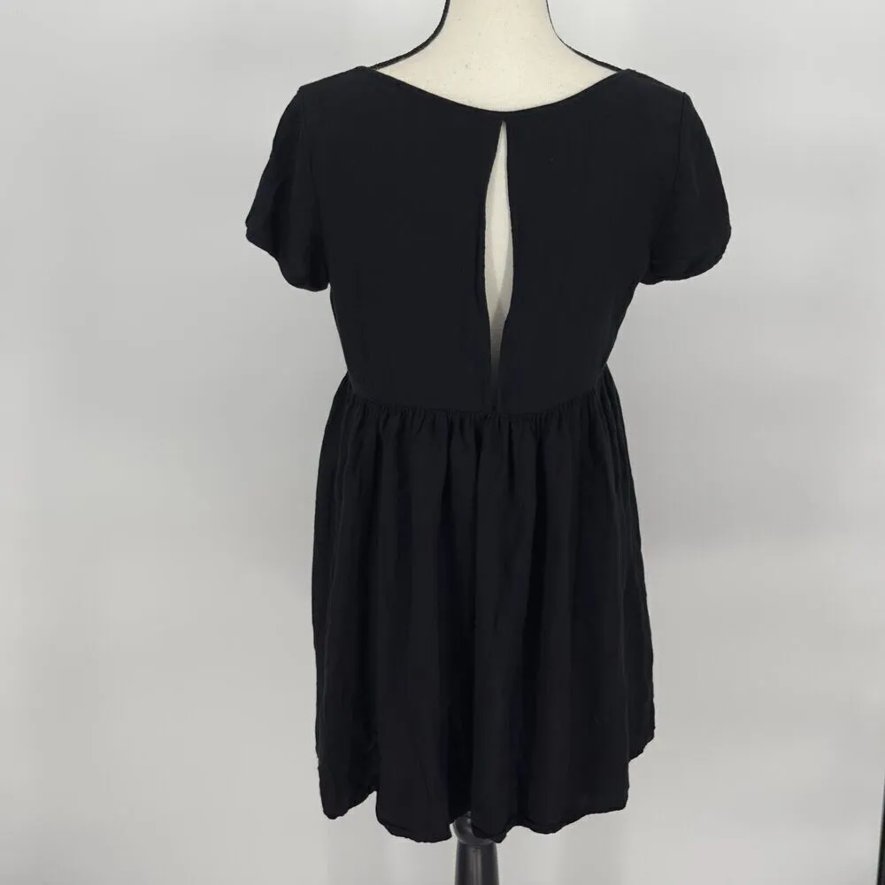 Talula Aritzia Womens Solid‎ Black Short Sleeve 100% Cotton Dress Lined Medium - Image 4