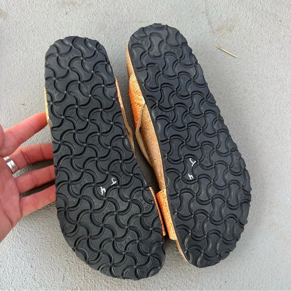 Birkenstock Mahe Birki’s Orange Cream Snakeskin Twist Weave Sandals L8/M6 EU39 - Image 5