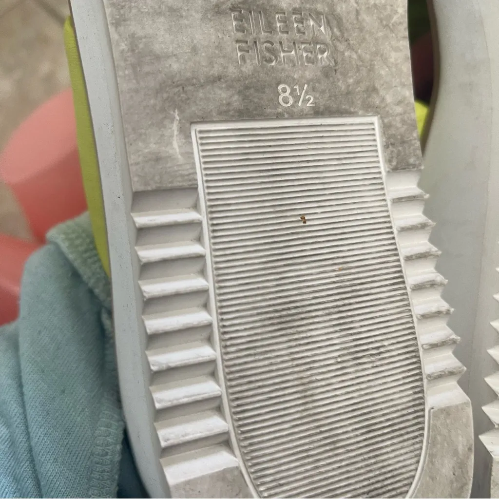 Eileen Fisher Bene Leather Platform Wedge Sandal WOMENS 8.5‎ Green/Yellow… Green - Image 8