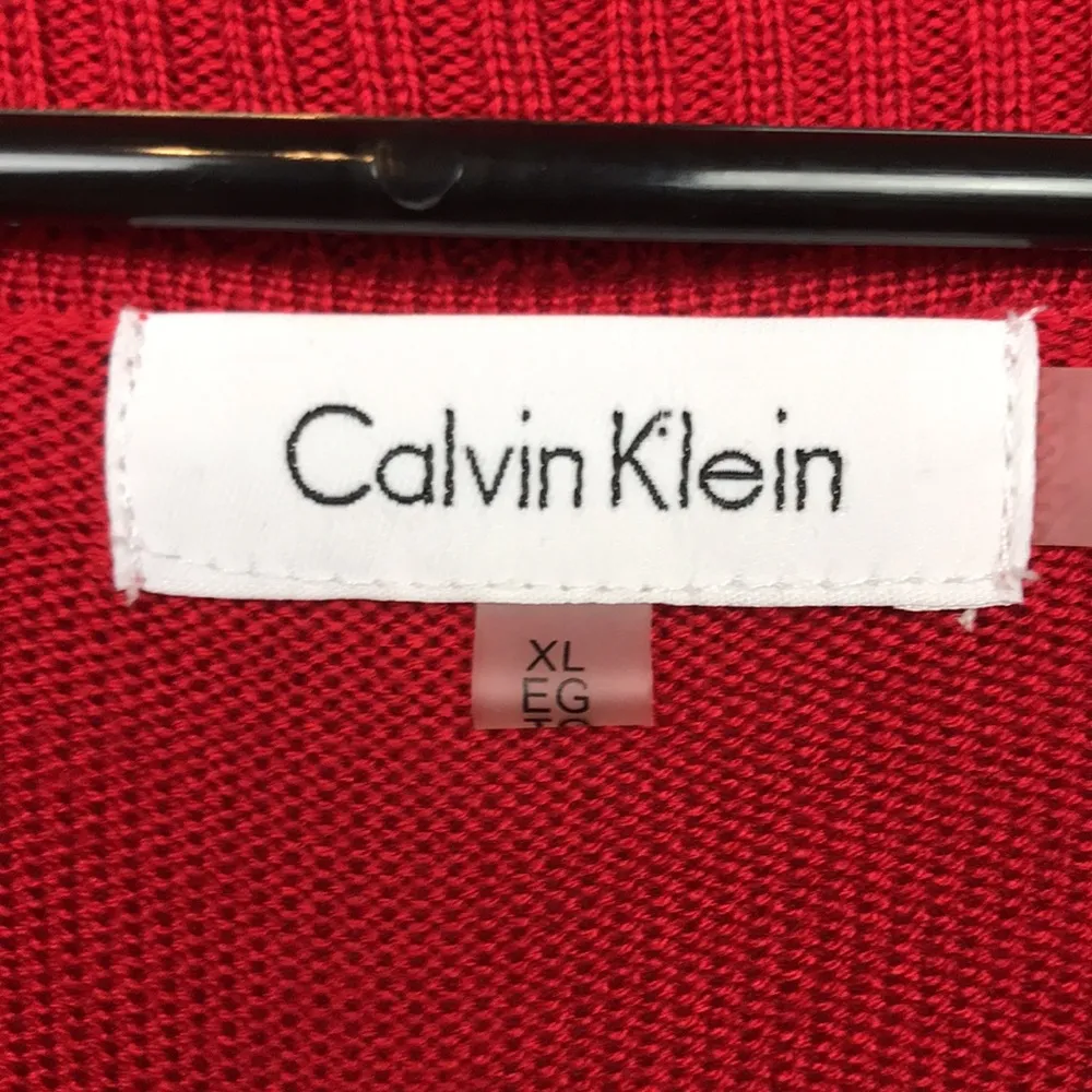 Calvin Klein Women’s Cowl Neck Asymmetric Handkerchief Hem Red Black Sweater - Image 7