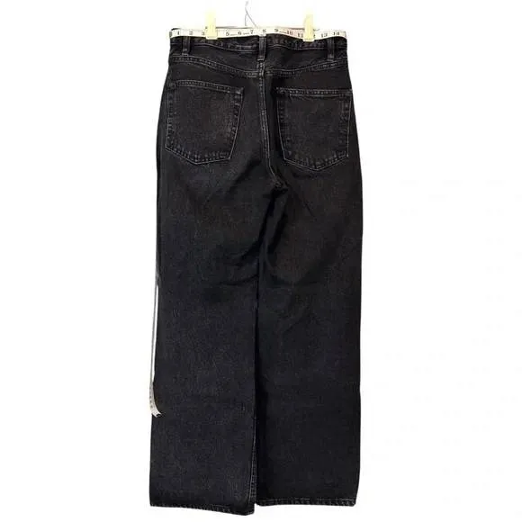 OAK + FORT Crossfront Crossover Straight Leg Jean in Washed Black, Size 27, EUC Black - Image 6