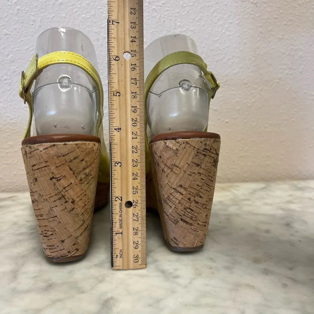 Bamboo Vesper 10 bright yellow cork wedge sandal - Image 7