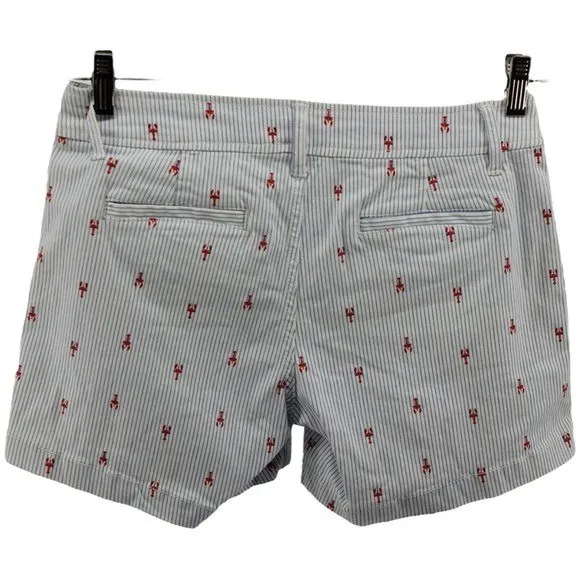 NEW Market & Spruce Blue and White Stripe Lobster Printed Summer Shorts Size 2 - Image 5
