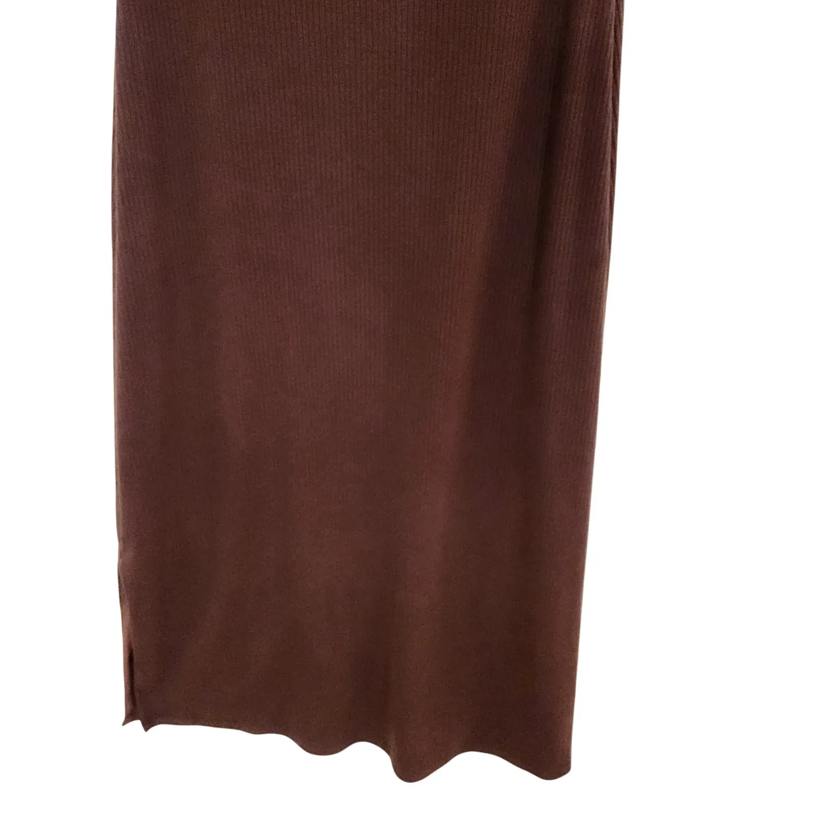 Klassy Network Brown Knit Ribbed Sleeveless Sweetheart Maxi Brami Dress Medium - Image 4