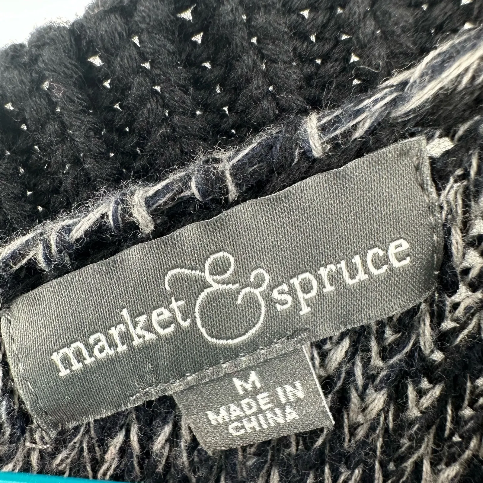Market & Spruce Size Medium Sweater Gray Loose‎ Knit Zip Up Back Casual Autumn - Image 3
