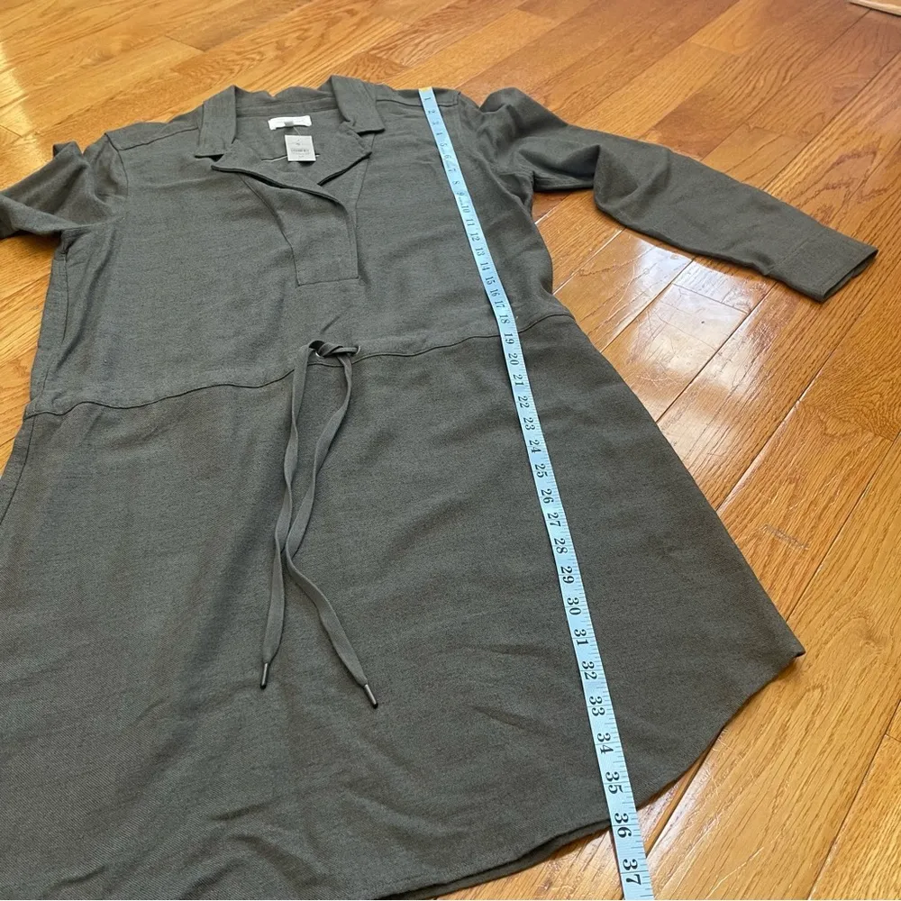 Lou & Grey New Henley Shirt Dress Khaki Grey Sz Large petite Casual short - Image 11