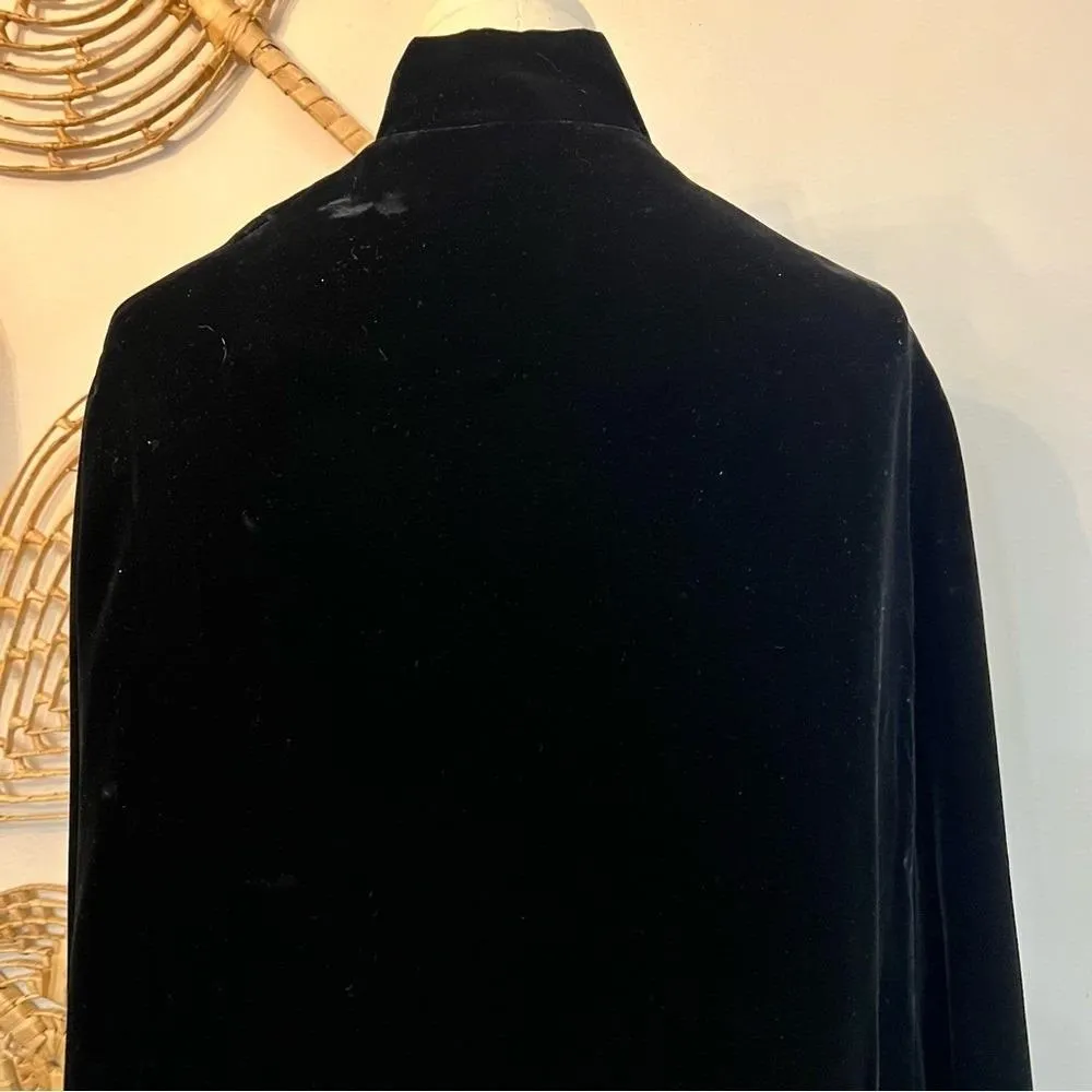 Vintage Black Velvet Cape Cloak Rhinestone Button WhimsyGoth Formal Luxury M Size M - Image 8