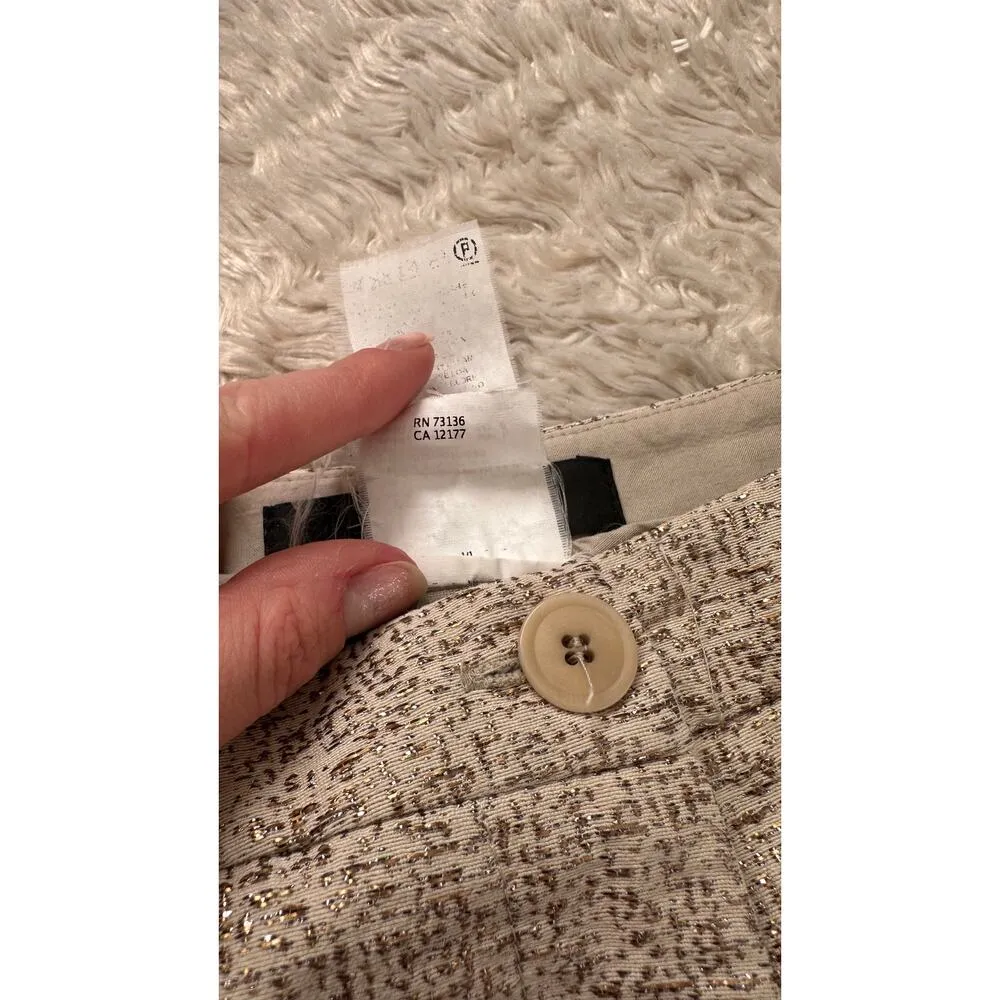 Max Mara Weekend 29" Metallic SIlver Gold Tweed Linen Lined Shorts Size M - Image 8