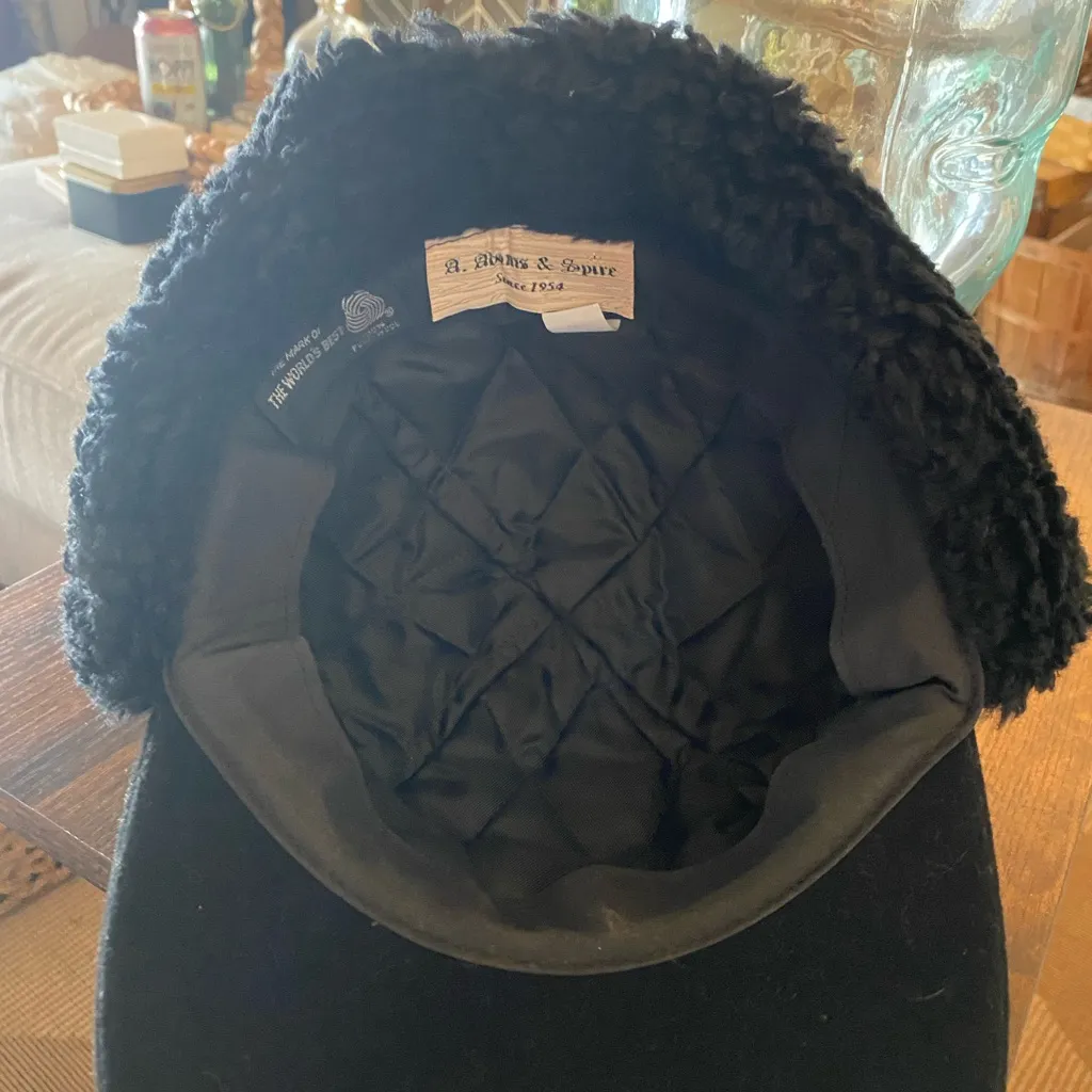 Vintage A. Abams & Spire Black Wool Winter Trapper Hat Y Ear Flap chore hat cap - Image 14
