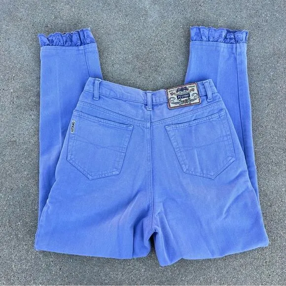 Vintage 90s Gitano purple high rise taper ankle eyelet lace ankle trim jeans Size 26 - Image 2
