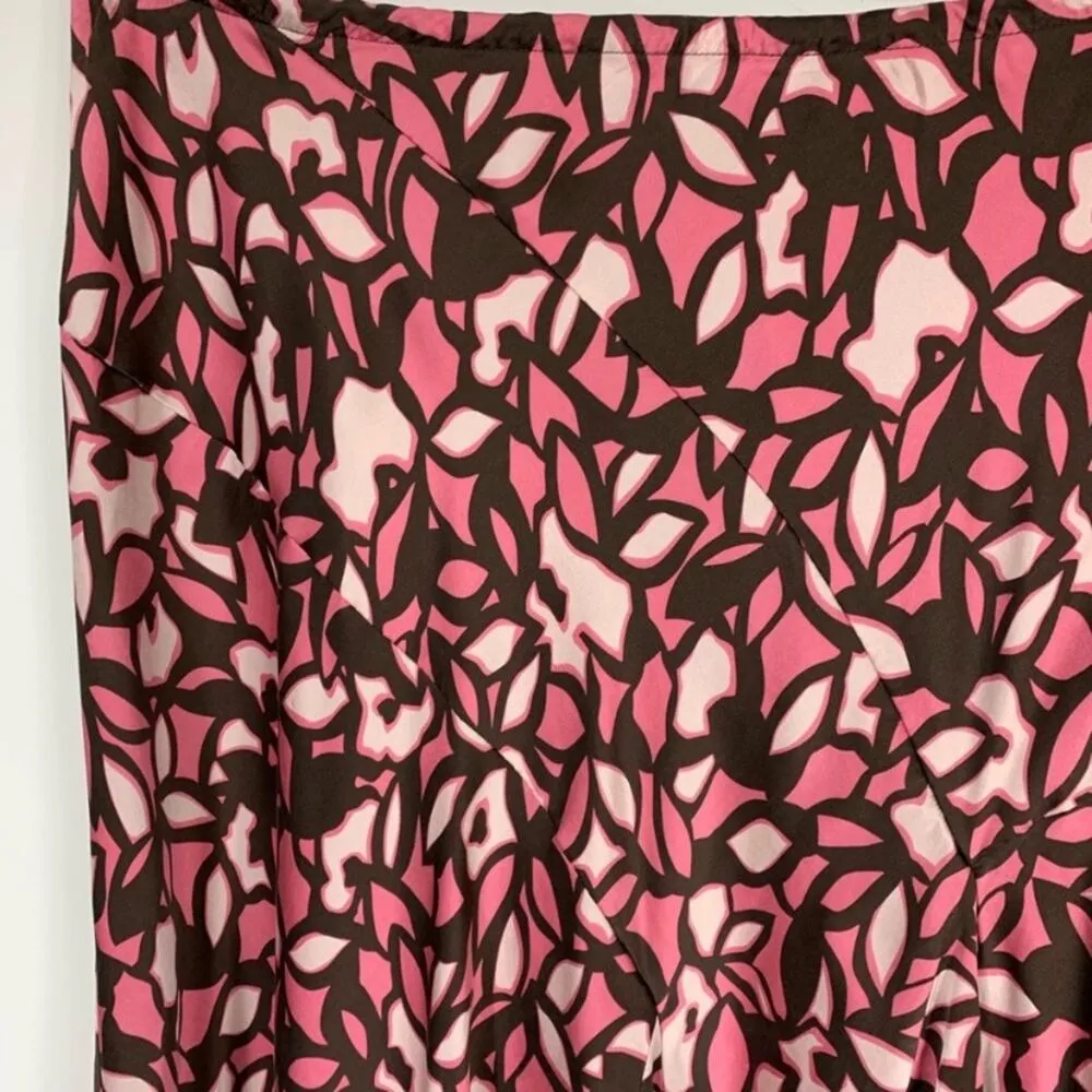 Lane Bryant Silk Midi Skirt Pink Brown Sz 14/16 - Image 5