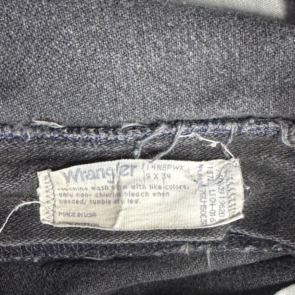 Vintage 14NBPWK 90’s HIgh Wasted Bare Back Wedgie Wrangler Charcoal Denim - Image 2