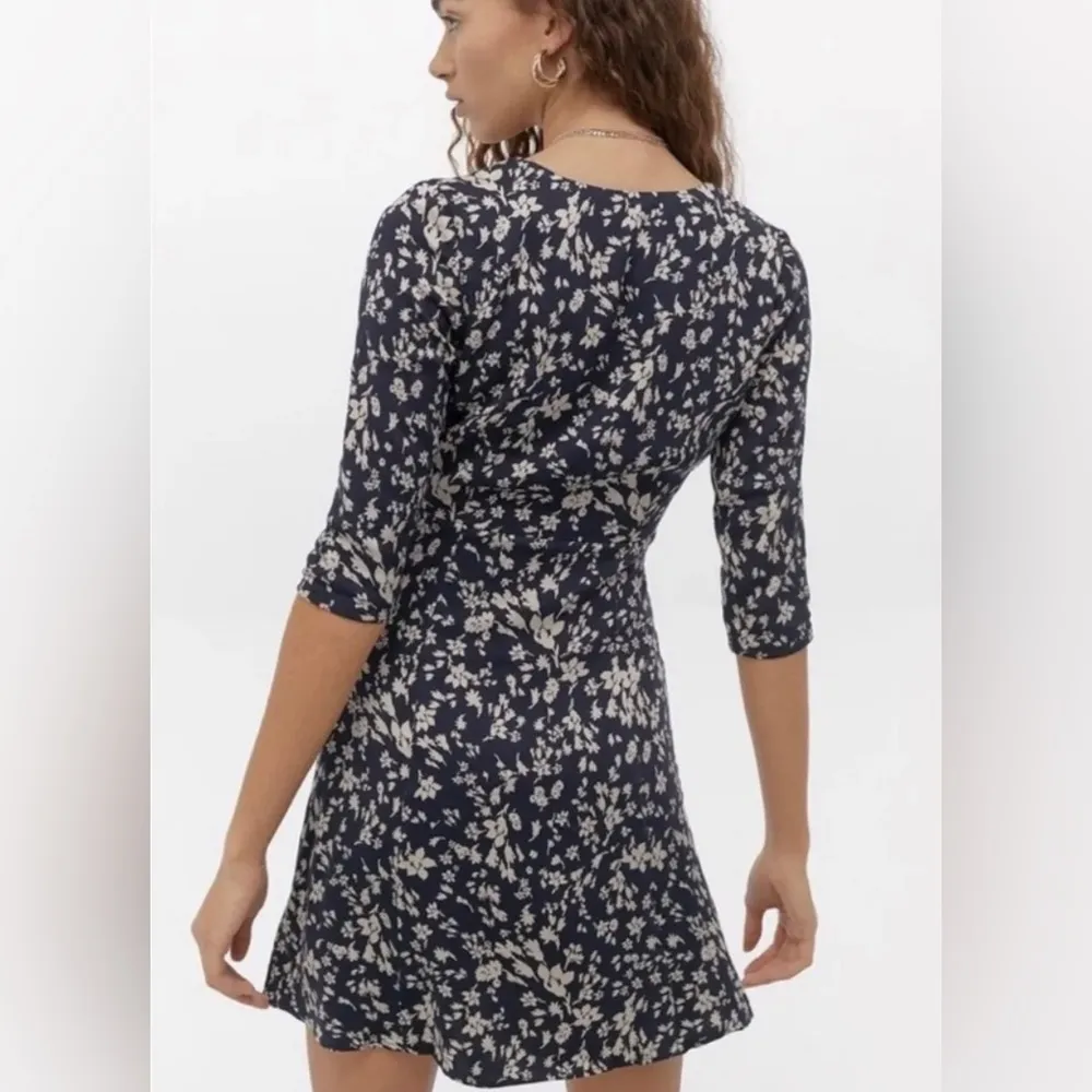 Urban Outfitters Navy Floral mini dress - 3/4 sleeve - Image 3