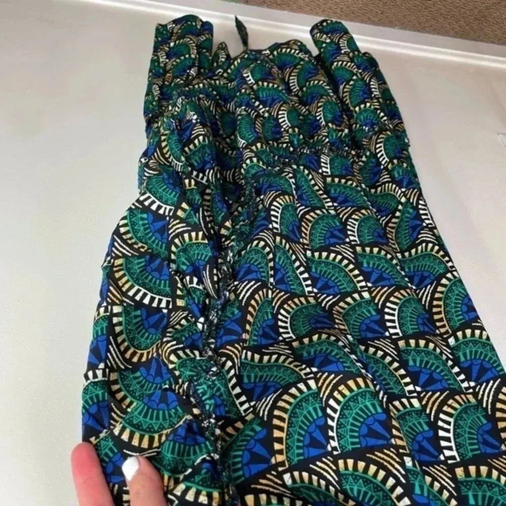 Silk & Salt Green And Blue Journey African Peacock‎ Wrap Maxi Dress - Image 5