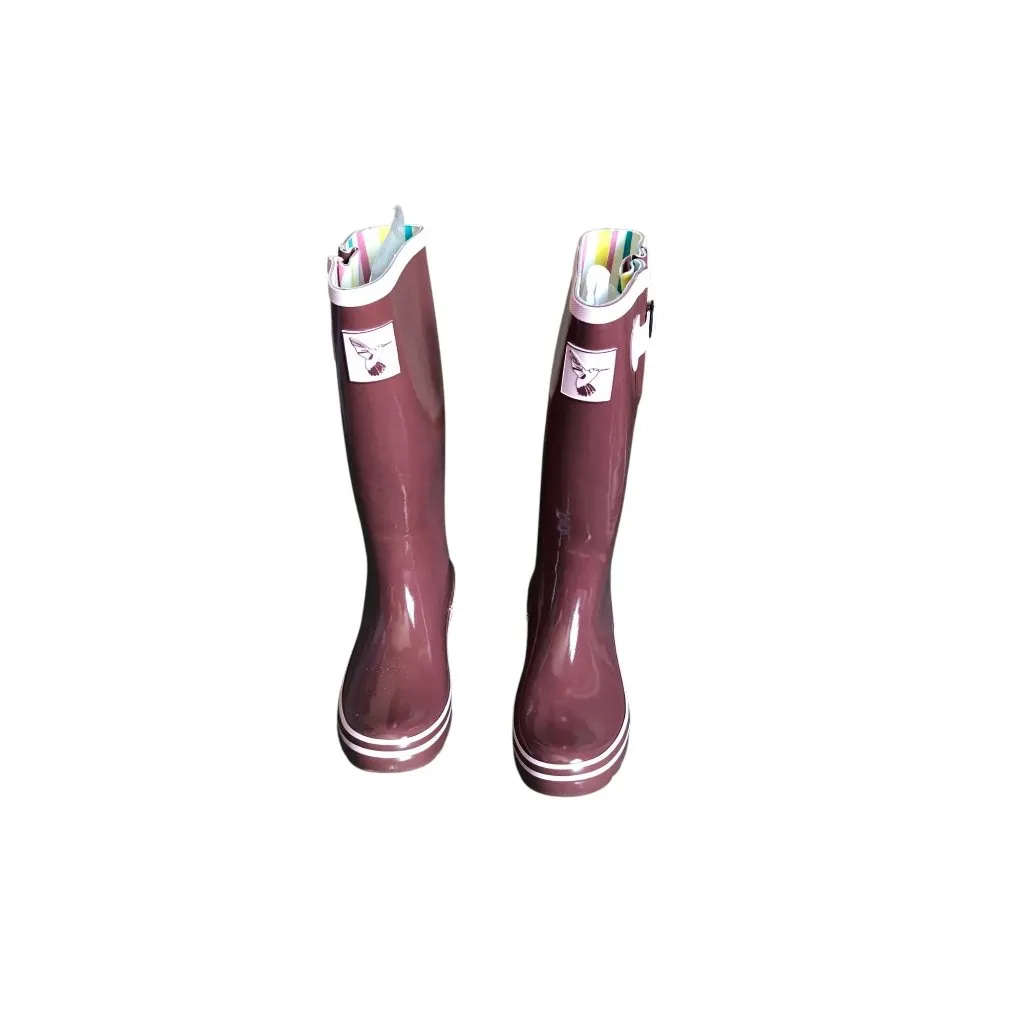 NIB EverCreatures Burgundy and Pink Rain Boots Size 8 - Image 3