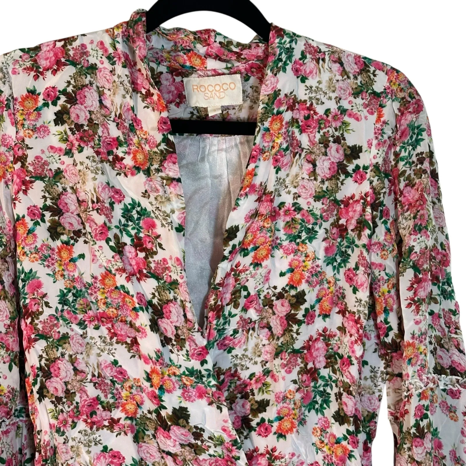 Rococo Sand Vie Floral Wrap Mini Dress White - Image 4