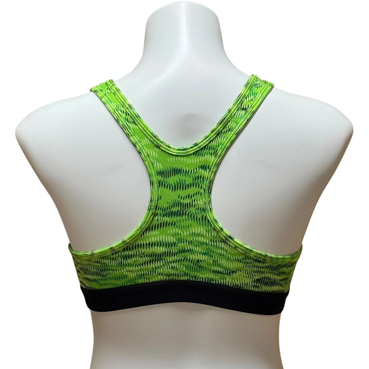 Nike Pro Dri-Fit Racerback Sports Bra Neon Green Black White Small - Image 3