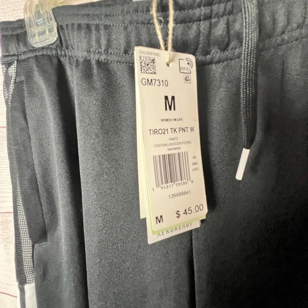 Adidas Women's Tapered Leg Athletic Sporty Warm Up Side Stripe Soccer Pants Sz M - Image 5