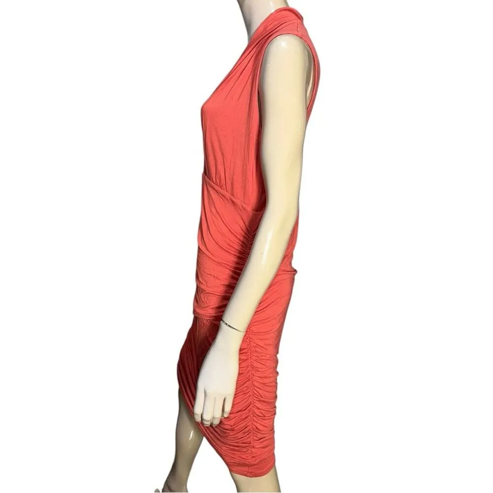 Moulinette Soeurs by Anthropologie XL Coral Orange Marissa Ruched Column Dress - Image 7