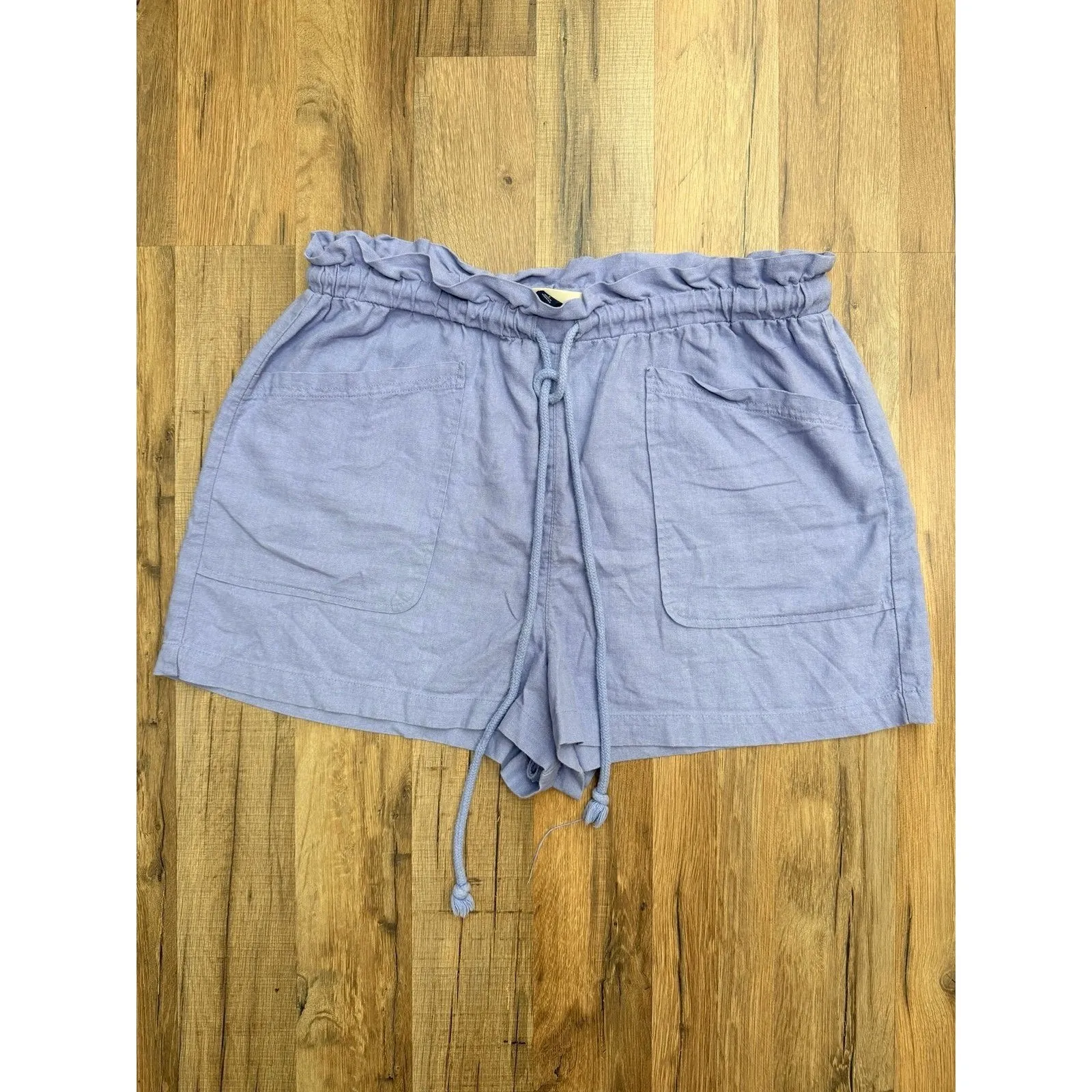 Universal Thread Paperbag Linen Blend Shorts L Lavender Drawstring Pockets - Image 5