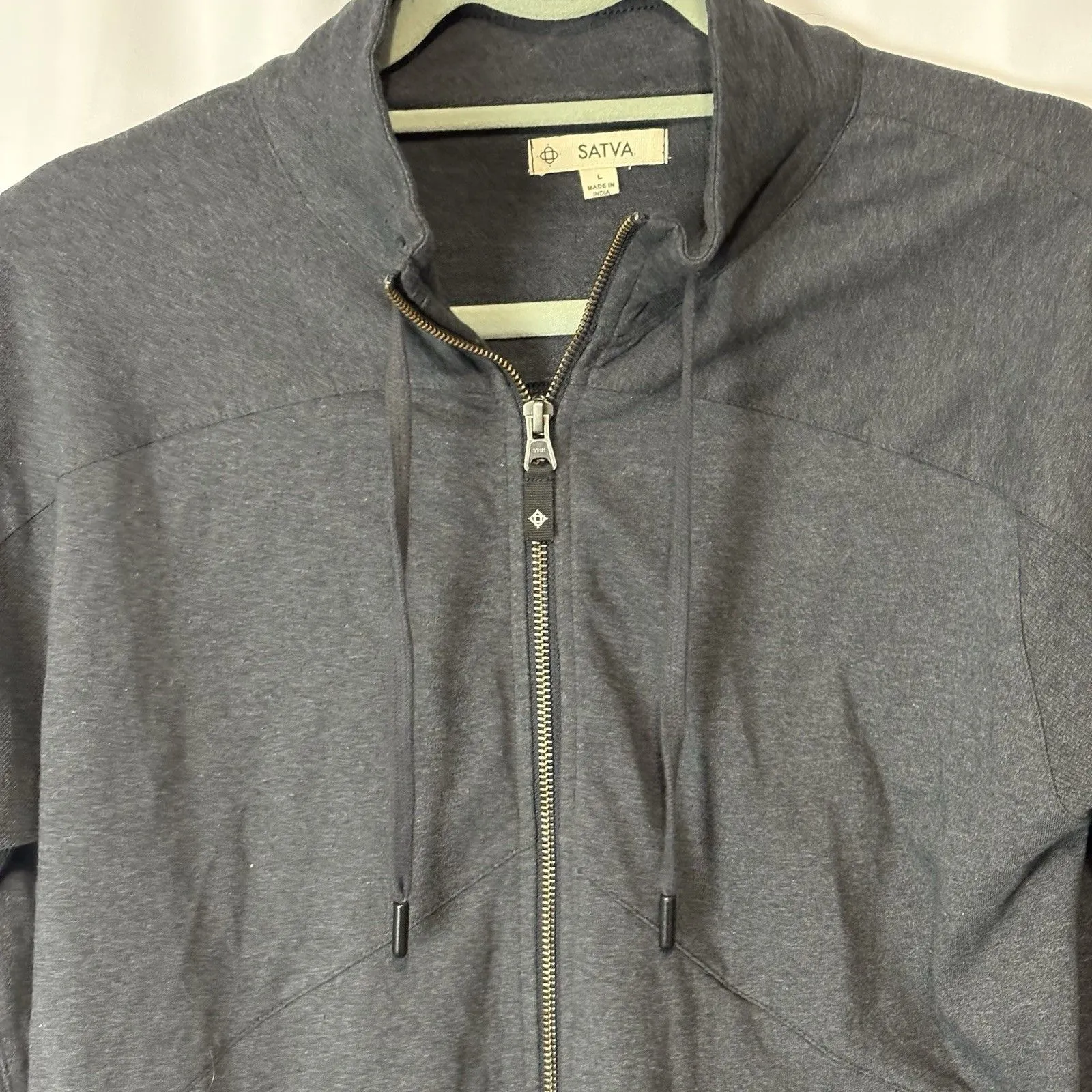 Satva Organic Cotton Jacket Semi Fitted Giri Gray Heather Size Large Athleisure - Image 4