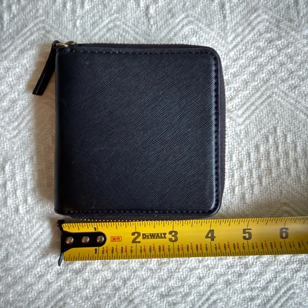 Barneys New York Black Saffiano Leather Zip Around Wallet, New with Defects - Image 6