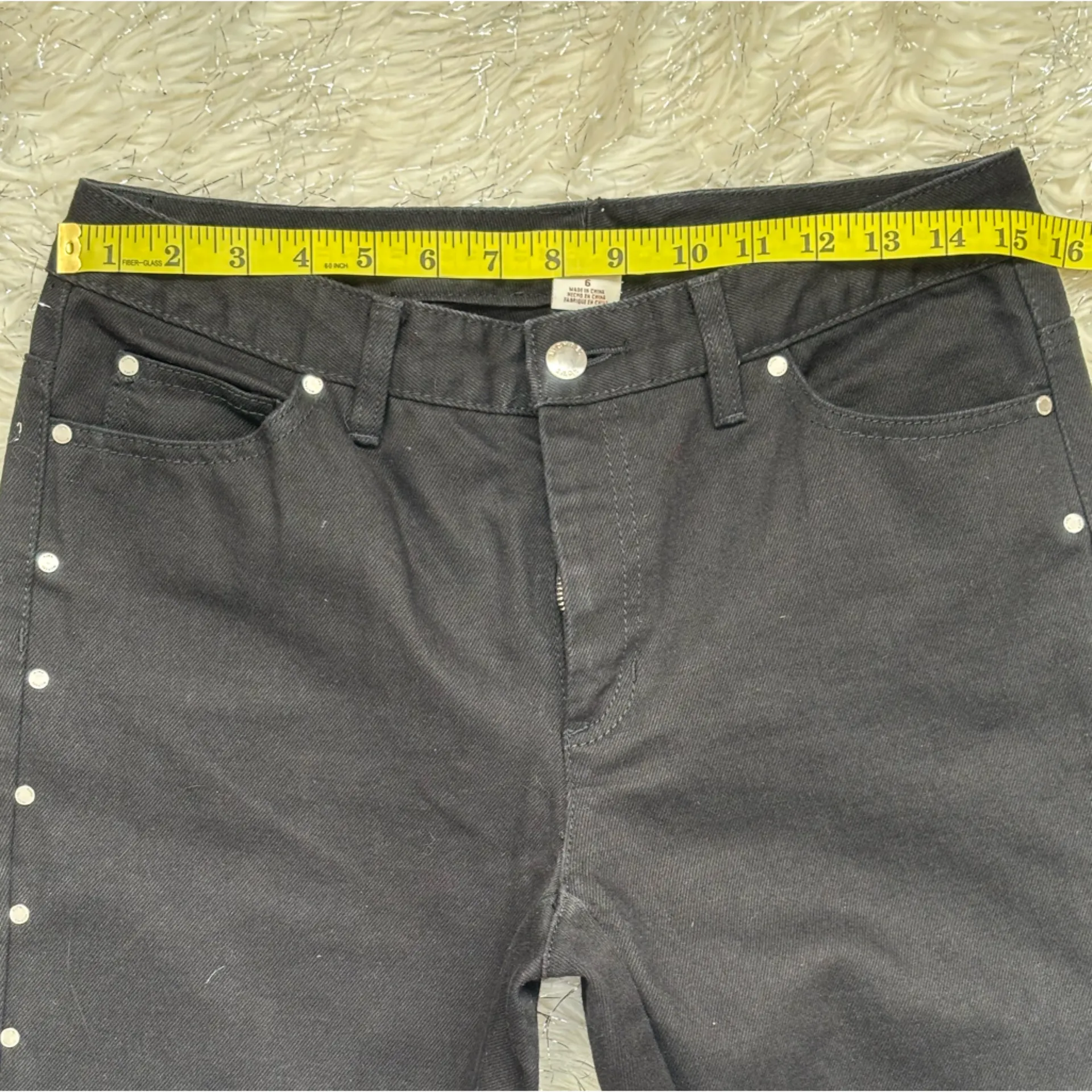 Michael Michael Kors Black Women’s Flare Stud Side Button pants Jeans Size 6 - Image 13