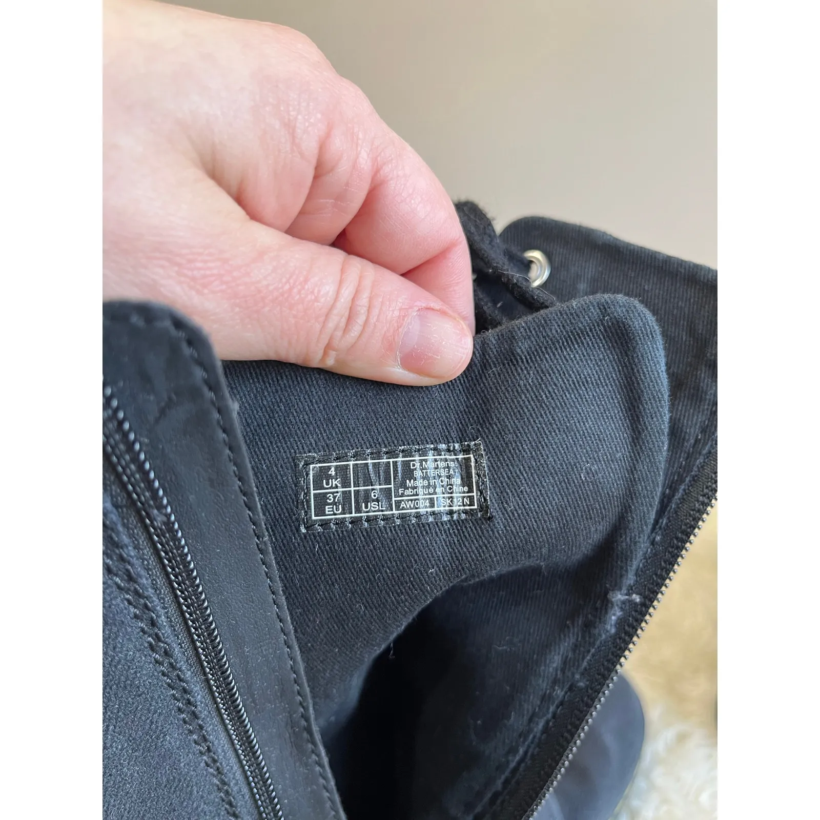 Dr Martens Black Canvas Lace Up Combat Boots Grunge Shoes Size 6 - Image 7