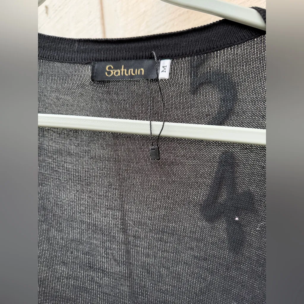 Satuun Black Sheer Open Cardigan Lightweight Full Length new Size Medium - Image 3