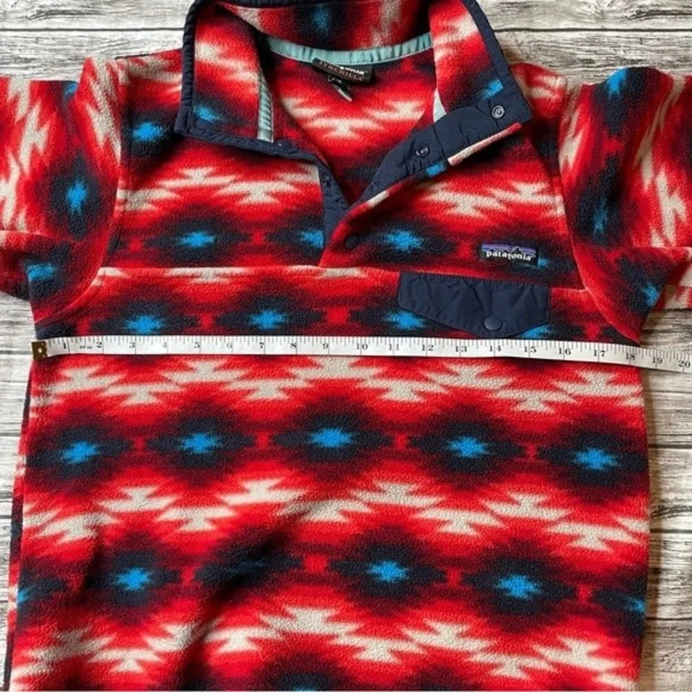 Patagonia Synchilla Quarter Snap-T Wild Desert Red Aztec Fleece XS Extra Small - Image 9