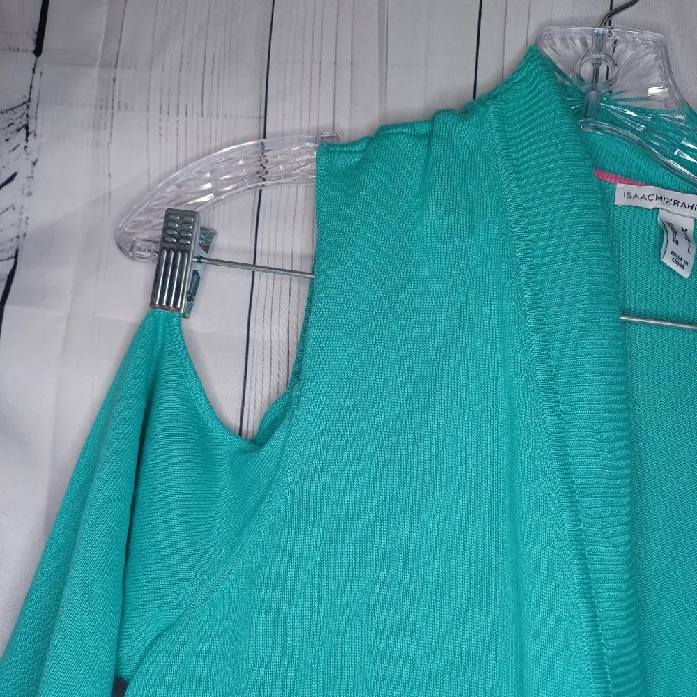 IsaacMizrah Live cold shoulder 3/4 sleeve scallop edges cardigan - Image 9