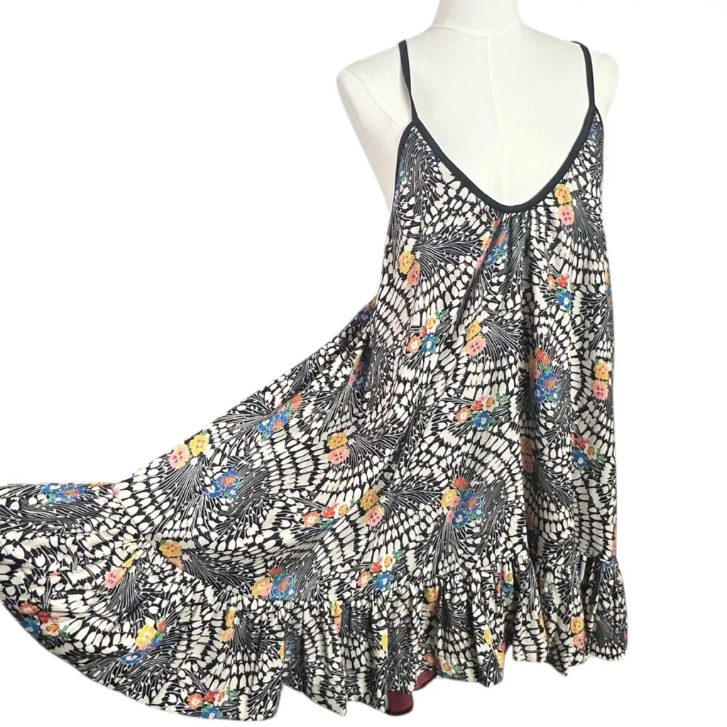 Free People Bohemian Floral Velvet Two Faced Reversible Mini Swing Dress Large - Image 4