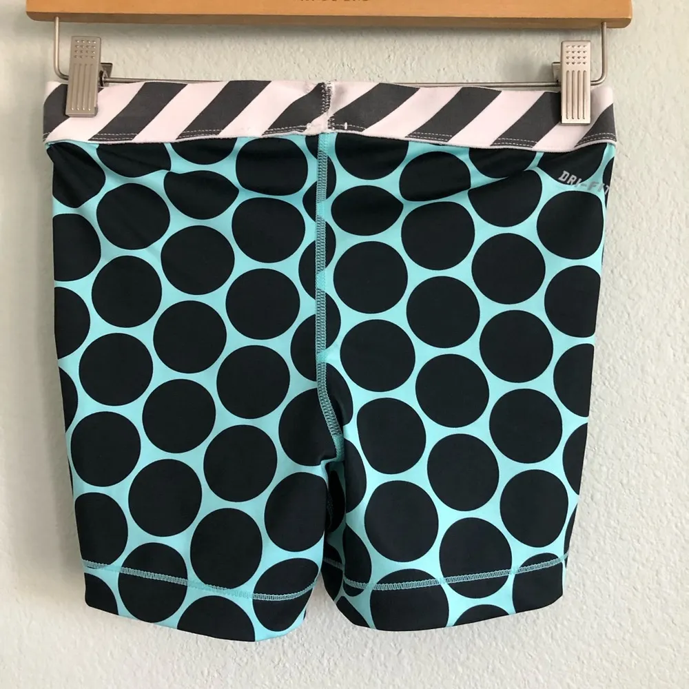 Nike Pro Big Dot Teal/Black Shorts. Size Medium - Image 4