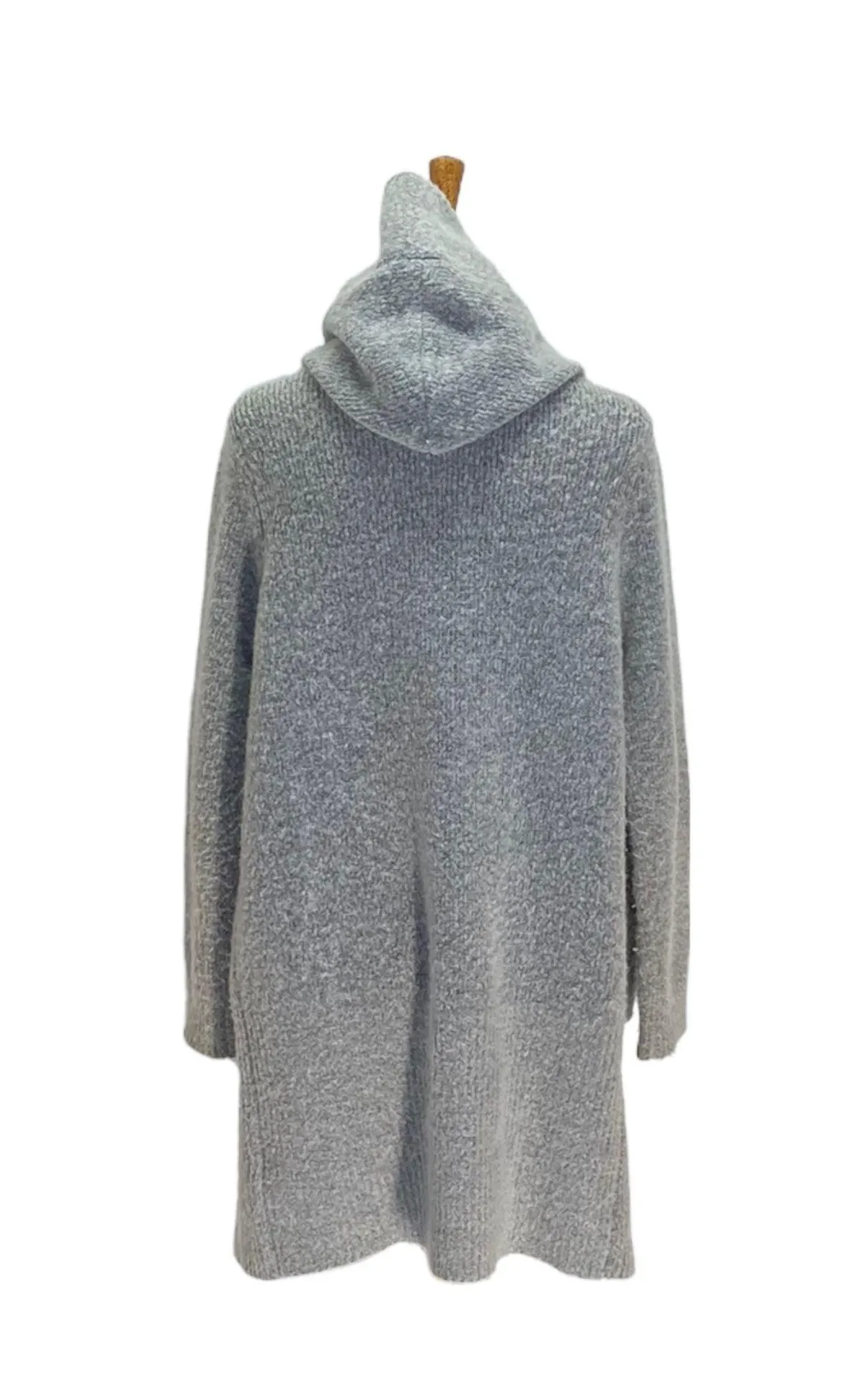 BlankNYC Womens Hooded Teddy Bear Duster Cardigan Gray Size XS Neutral Cozy - Image 12