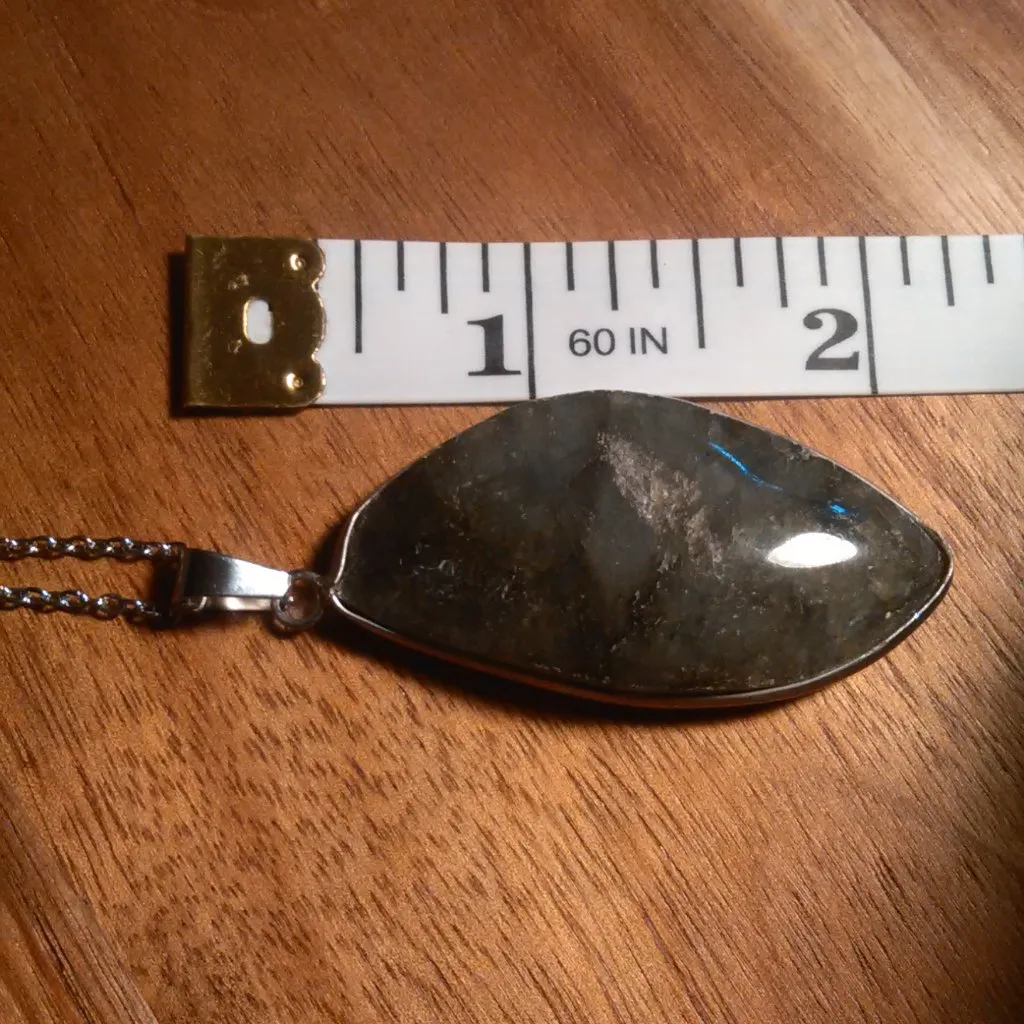 Malagasy Labradorite Stainless Steel Pendant Necklace - Image 8