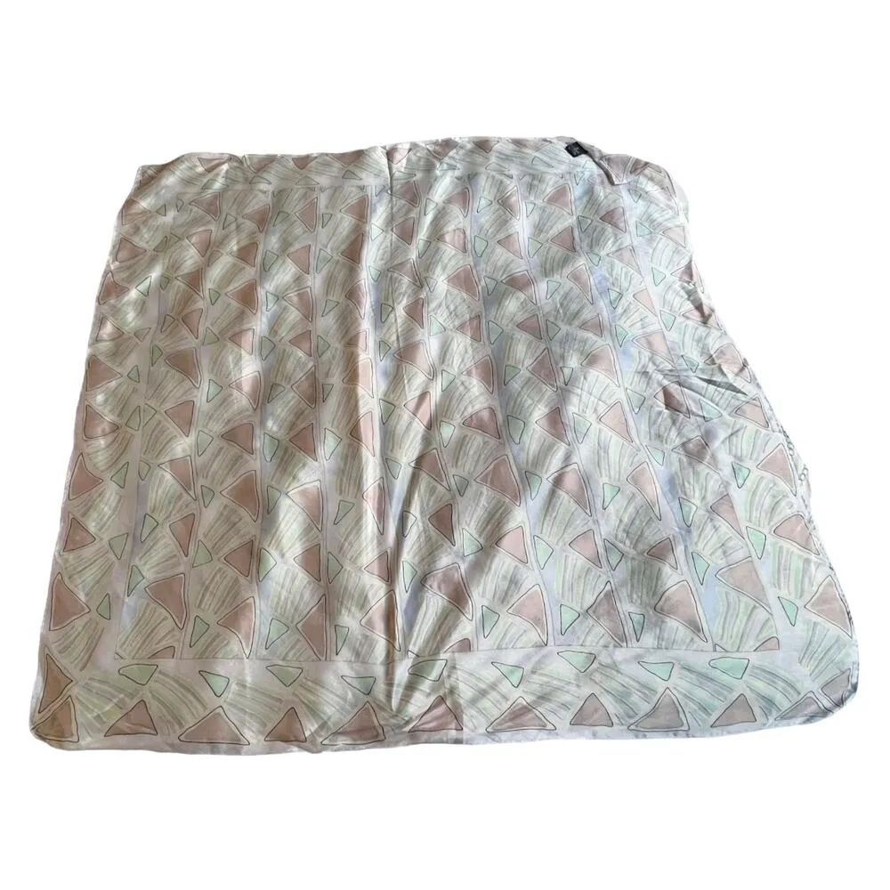 HONEY VINTAGE Silk Scarf Japan Square Chiffon Geometric Multicolor 30 in EUC Pink - Image 2