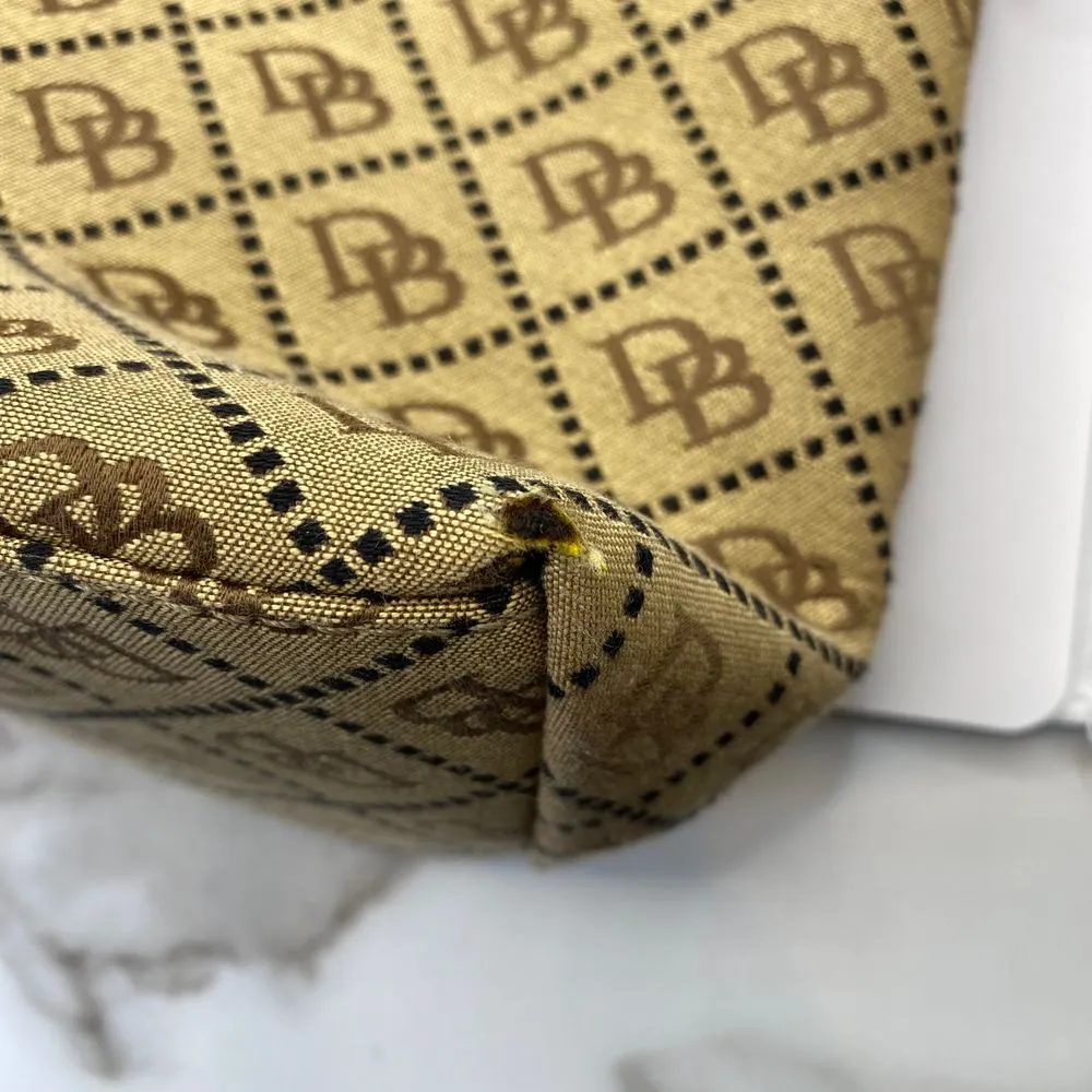 Dooney‎ & Bourke Signature Canvas Hobo Bag Brown Leather Trim Handbag - Image 14