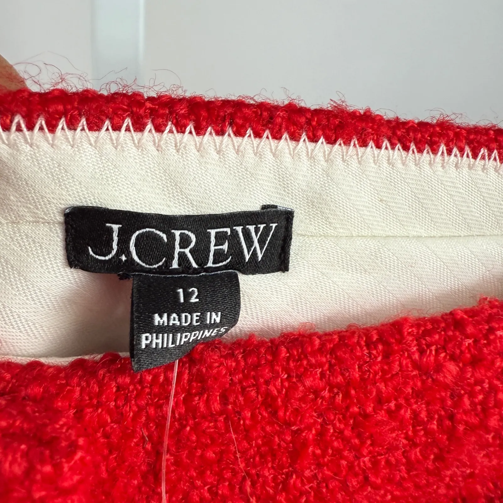 J. Crew Red Tweed Cropped Pants Gold Button Pockets sz 12 Luxury Mob‎ Wife - Image 3