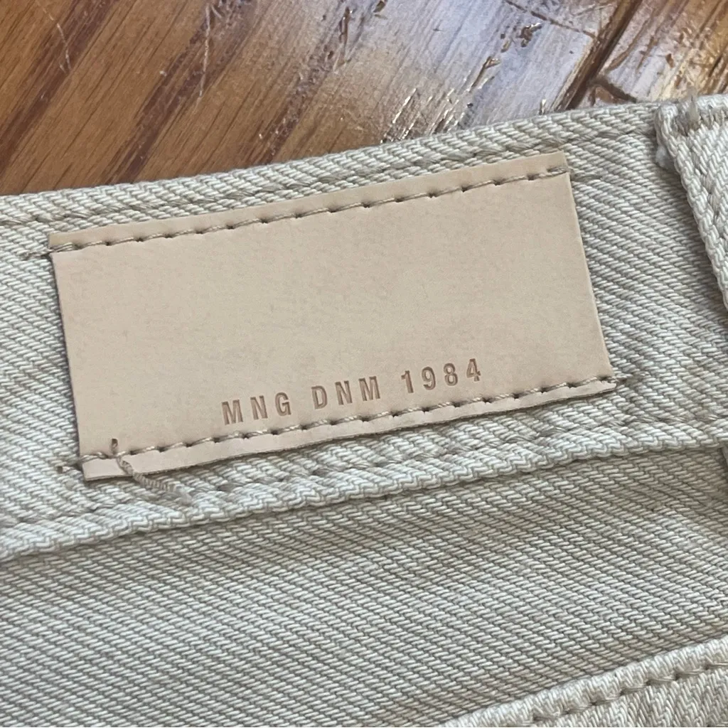 MANGO MNG Denim Rachel High Rise Loose Fit Crop Barrel Jeans - Beige US 12 - Image 10