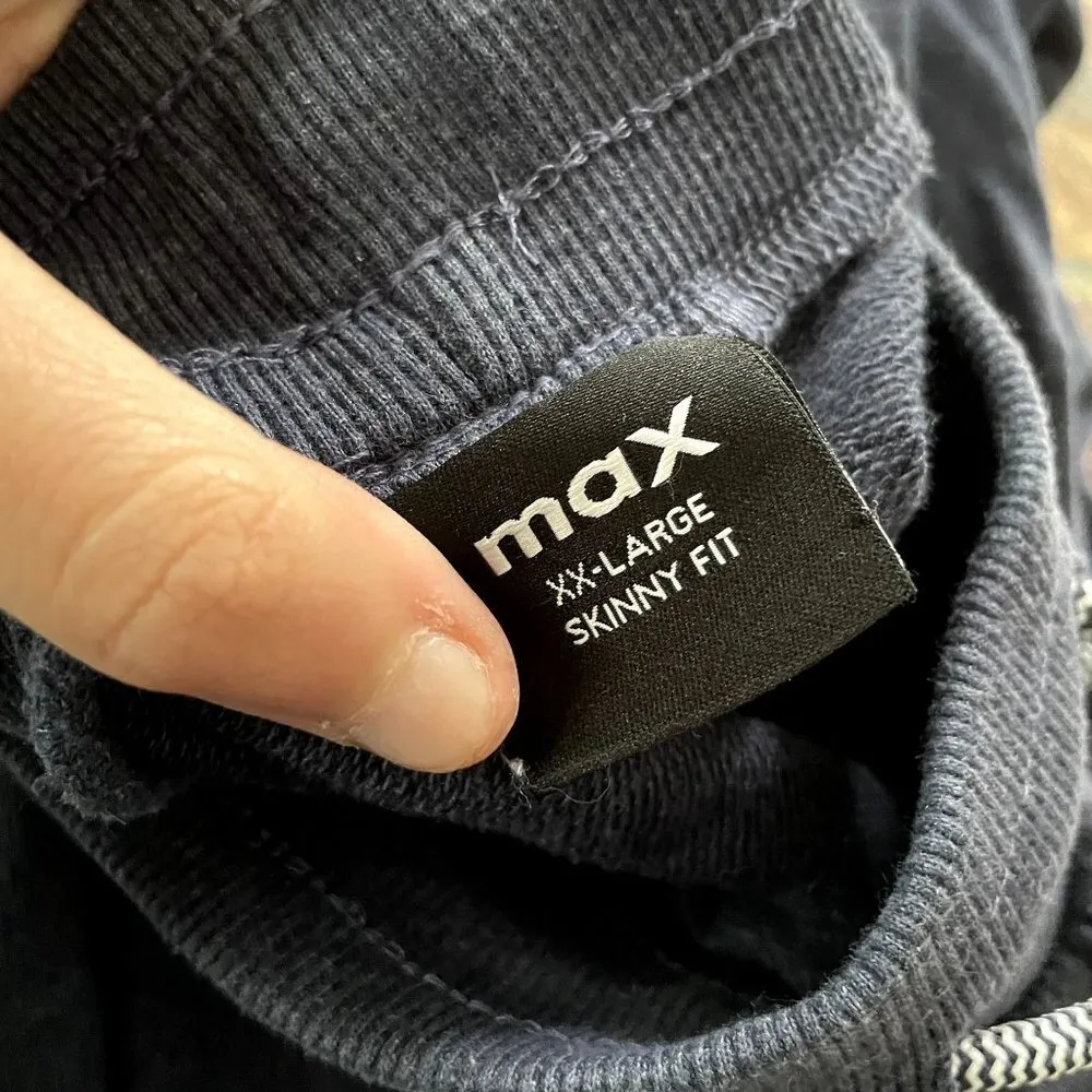 MAX skinny fit dark navy blue sweatpants pockets elastic waistband drawstring Size XXL - Image 4