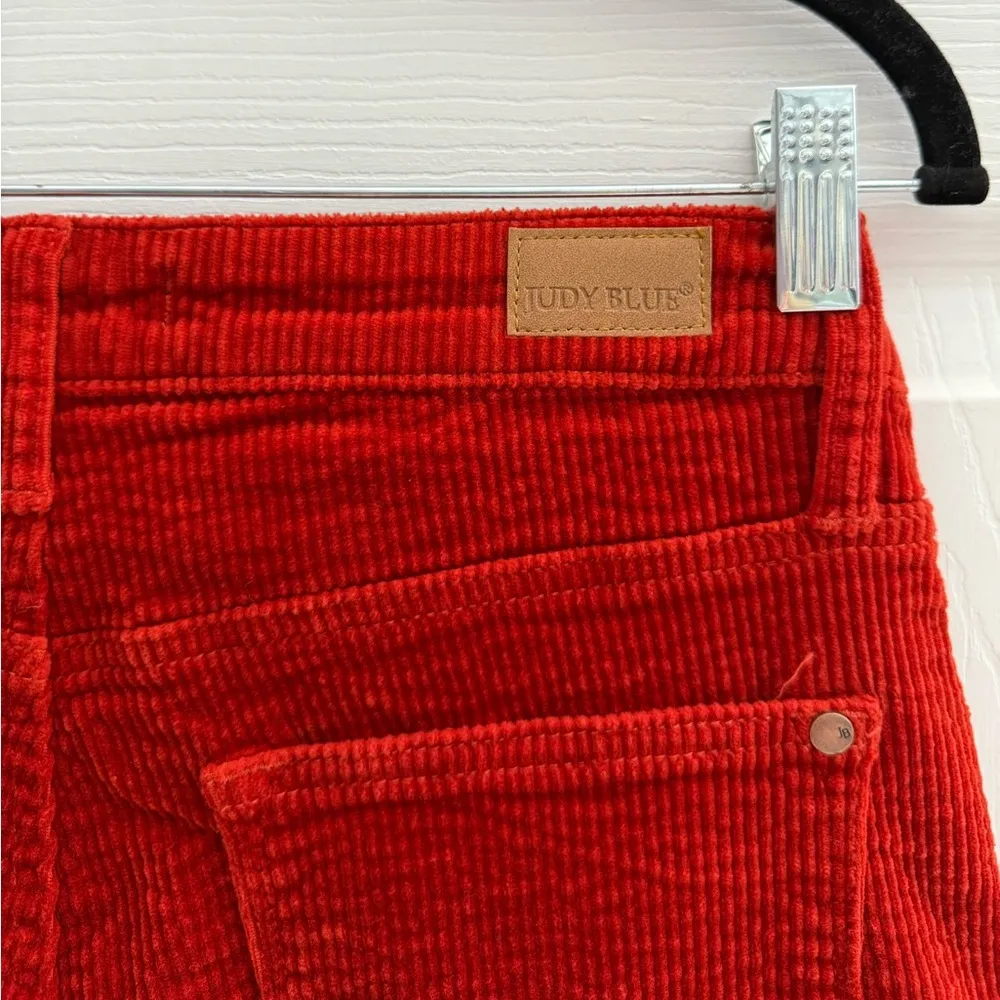 Judy Blue High Rise Button Fly Red Rust Corduroy Ankle Straight Pants Size 9/29 - Image 4