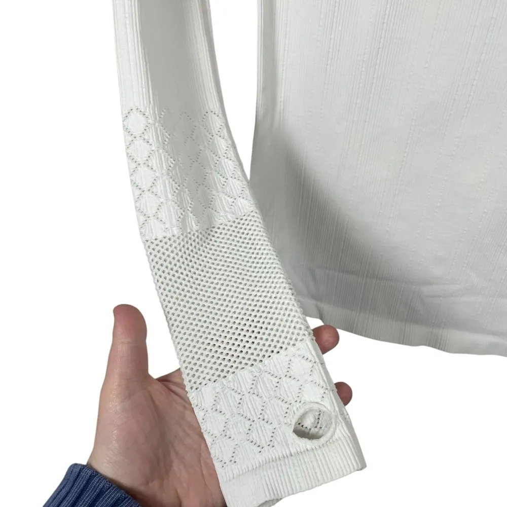 Free People Movement Slay Ribbed Quarter Zip Bodycon Top in White Size M/L - Image 8