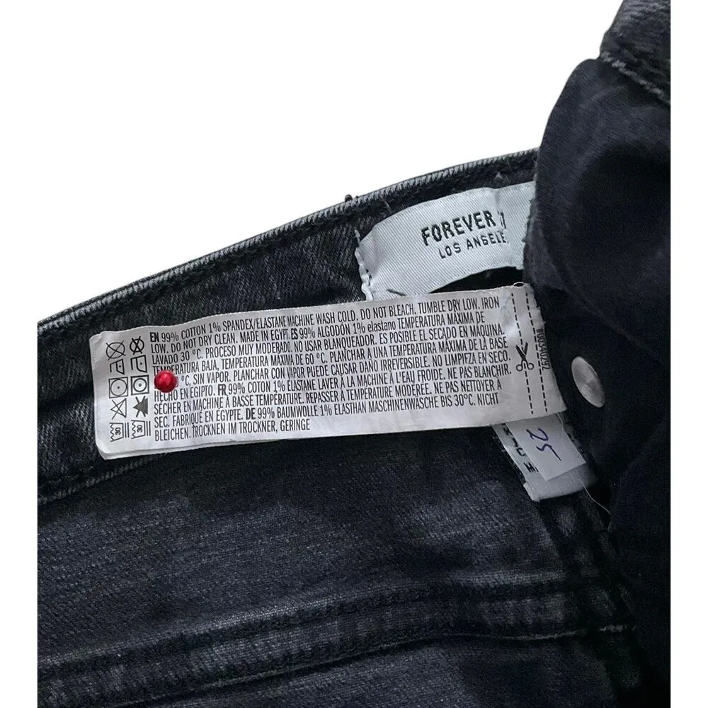 Forever 21 Black Denim Stretch High Rise Shorts Women Size 28 | 55-25 - Image 4