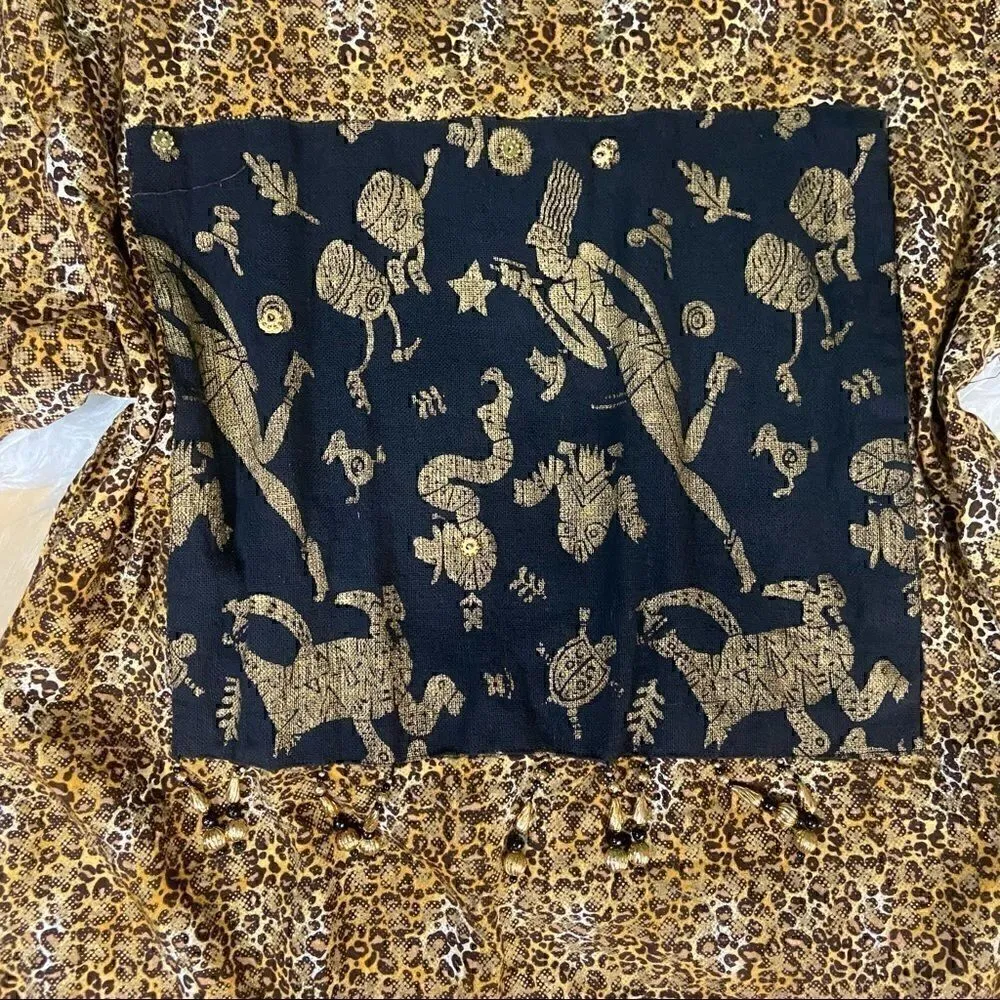 Animal print ethnic style top XL Black - Image 3