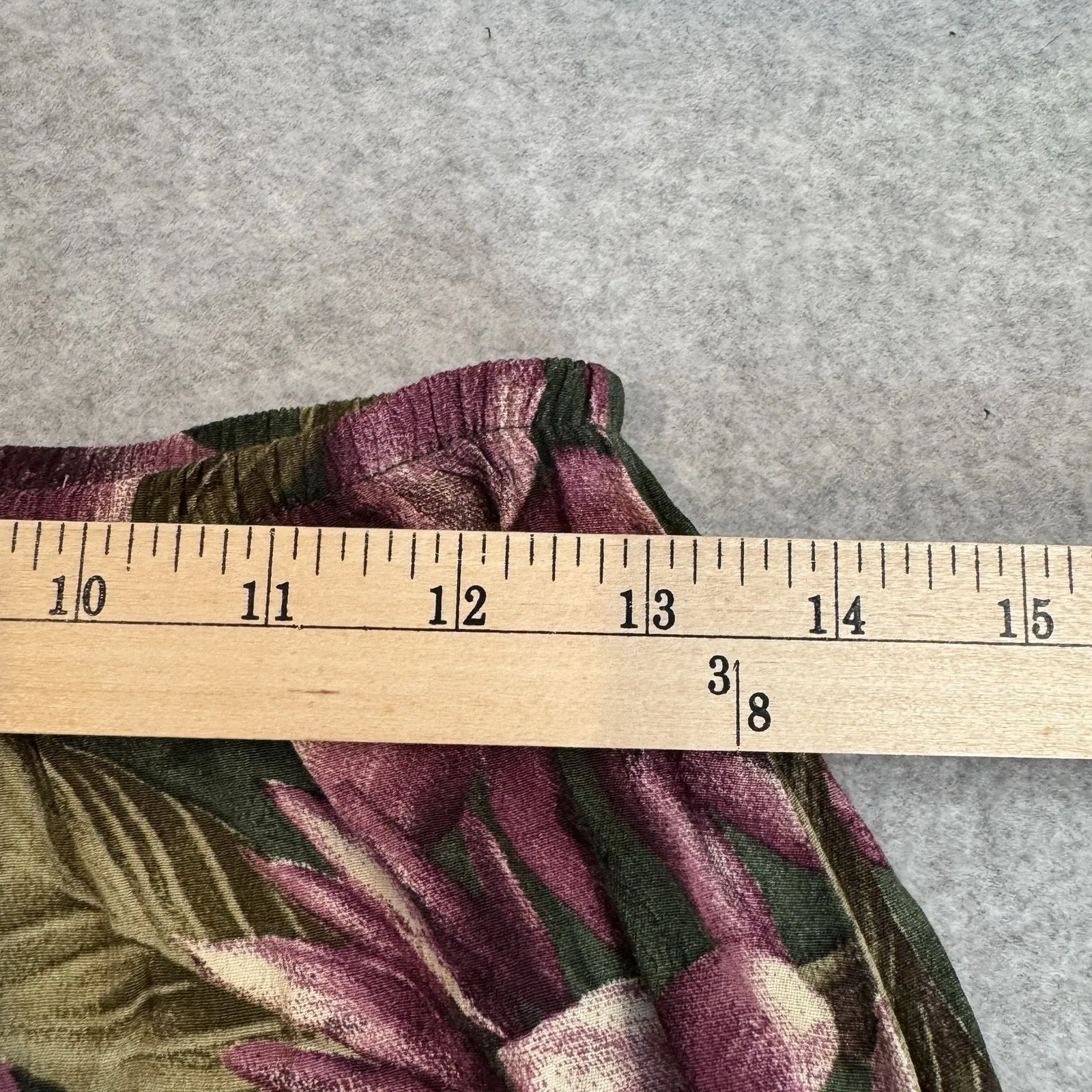 Vintage Teddi Drawstring Skirt Medium Green Purple Tropical Island Resortwear - Image 10