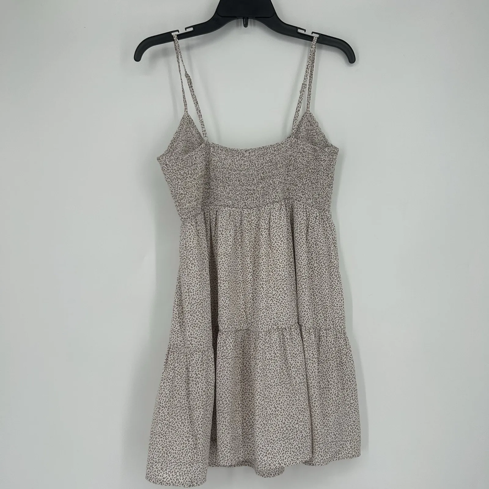 Le Lis Smocked Sundress White Brown Animal Print Tiered Tie Cut Out Size M - Image 6