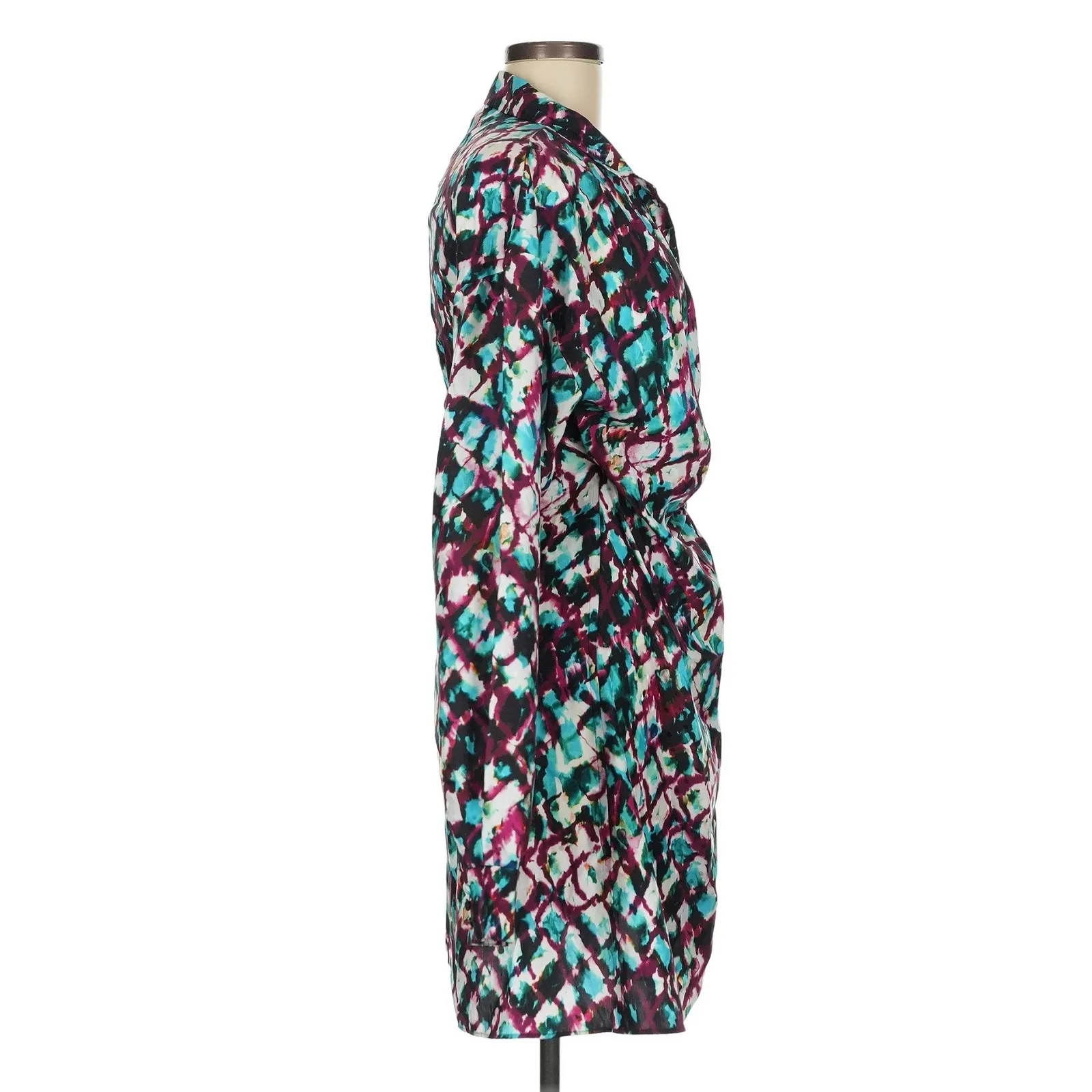 Saloni Wrap Dress Abstract Print Long Sleeve Casual Party‎ Dress US 6 Purple - Image 4